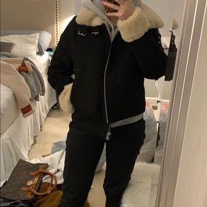 Faux fur lined moto jacket